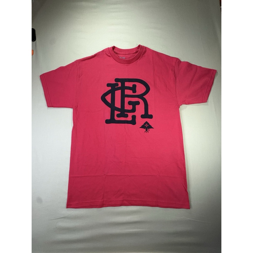 LRG Red Graphic Print Men's Crew Neck Cotton T-Shirt Size M Short Sleeve